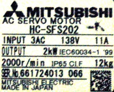 Mitsubishi HC-SFS202 label image