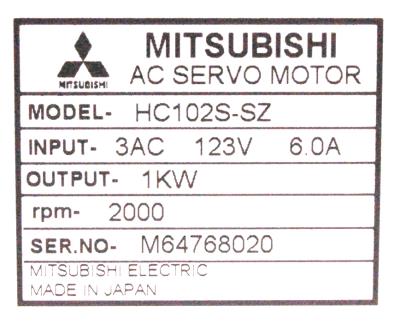 Mitsubishi HC102S-SZ label image