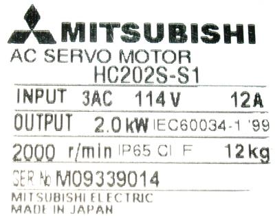 New Refurbished Exchange Repair  Mitsubishi Motors-AC Servo HC202S-S1 Precision Zone