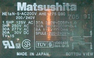 Matsushita HE1AN-S-AC200V label image