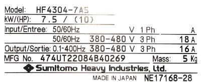 Sumitomo Corporation HF4304-7A5 label image