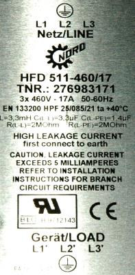 Nord HFD511-460-17 label image