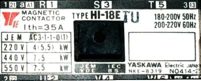 Yaskawa HI-18ETU-200V label image