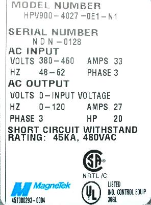 Magnetek HPV900-4027-0E1-N1 label image