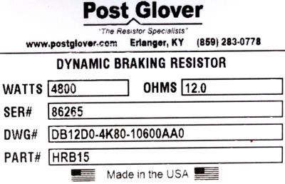 Post Glover HRB15 label image