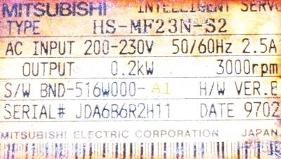 Mitsubishi HS-MF23N-S2 label image