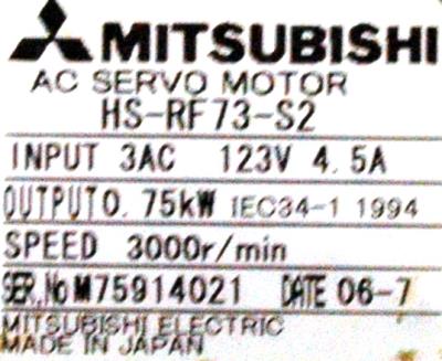 New Refurbished Exchange Repair  Mitsubishi Motors-AC Servo HS-RF73-S2 Precision Zone
