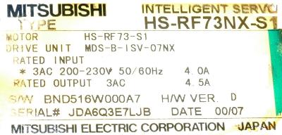Mitsubishi HS-RF73NX-S1 label image