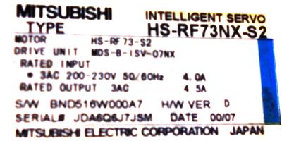New Refurbished Exchange Repair  Mitsubishi Motors-AC Servo HS-RF73NX-S2 Precision Zone
