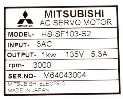 New Refurbished Exchange Repair  Mitsubishi Motors-AC Servo HS-SF103-S2 Precision Zone