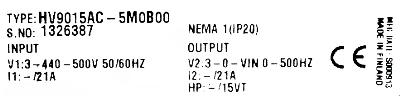 Cutler-Hammer HV9015AC-5M0B00 label image