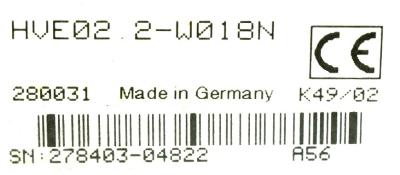 INDRAMAT HVE02.2-W018N label image