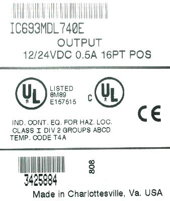 GE FANUC IC693MDL740E label image
