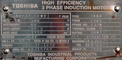 New Refurbished Exchange Repair  Toshiba Motors-General Purpose IKKH-132M-10-1750 Precision Zone