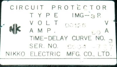 Nikko Electric Industry Co IMG-3R-125V label image