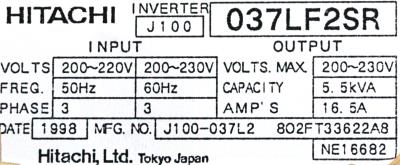 Hitachi, Ltd J100-037LF2 label image