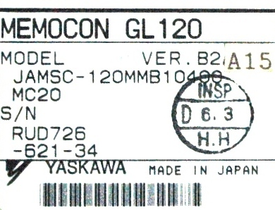 Yaskawa JAMSC-120MMB10400 label image
