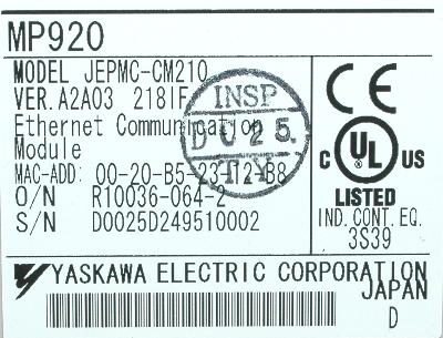 Yaskawa JEPMC-CM210 label image