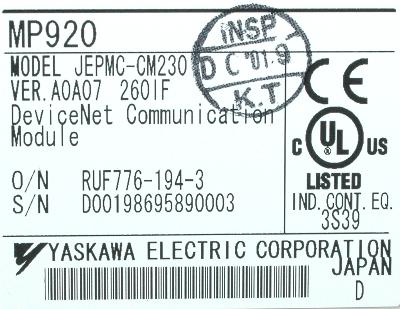 Yaskawa JEPMC-CM230 label image