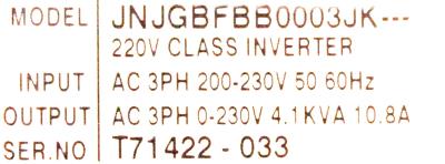 Teco-Westinghouse JNJGBFBB0003JK--- label image