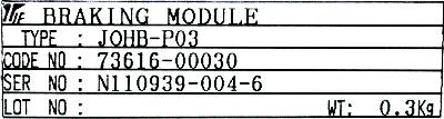 Yaskawa JOHB-P03 label image