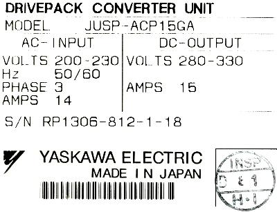 Yaskawa JUSP-ACP15GA label image