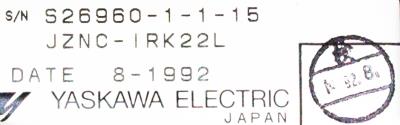 Yaskawa JZNC-IRK22L label image