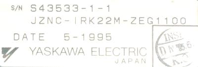 Yaskawa JZNC-IRK22M-ZEG1100 label image