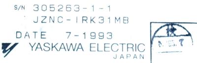 Yaskawa JZNC-IRK31MB label image