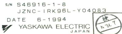 Yaskawa JZNC-IRK96L-Y04083 label image