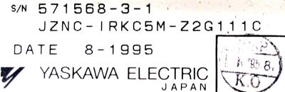 Yaskawa JZNC-IRKC5M-Z2G111C label image