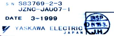 Yaskawa JZNC-JAU07-1 label image