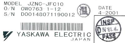 Yaskawa JZNC-JFC10 label image