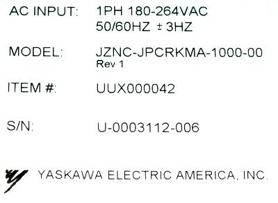 Yaskawa JZNC-JPCRKMA-1000-00 label image