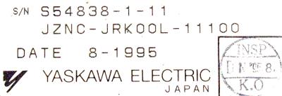 Yaskawa JZNC-JRK00L-11100 label image