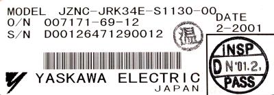 Yaskawa JZNC-JRK34E-S1130-00 label image