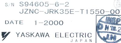 Yaskawa JZNC-JRK35E-T1550-00 label image