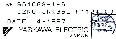 Yaskawa JZNC-JRK35L-F1124-00 label image