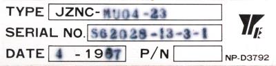 Yaskawa JZNC-MU04-23 label image