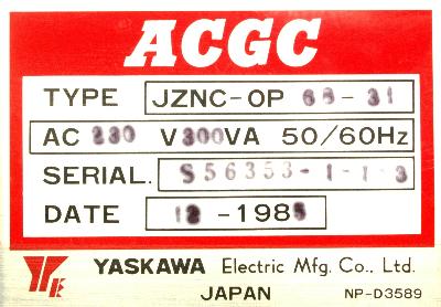Yaskawa JZNC-OP68-31-PZRT label image