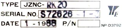 Yaskawa JZNC-RK20 label image