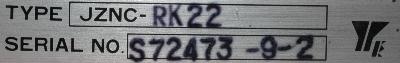 Yaskawa JZNC-RK22 label image