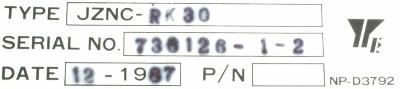 Yaskawa JZNC-RK30 label image