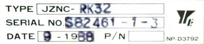 Yaskawa JZNC-RK32B label image