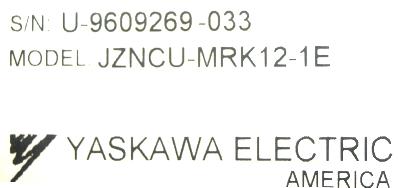 Yaskawa JZNCU-MRK12-1E label image
