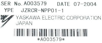Yaskawa JZRCR-NPP01-1 label image