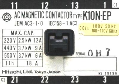 Hitachi, Ltd K10N-EP-110V label image