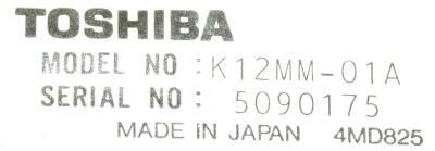Toshiba K12MM-01A label image