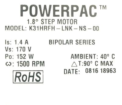 Pacific Scientific K31HRFH-LNK-NS-00 label image