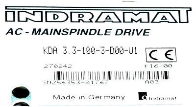 INDRAMAT KDA3.3-100-3-D00-U1 label image